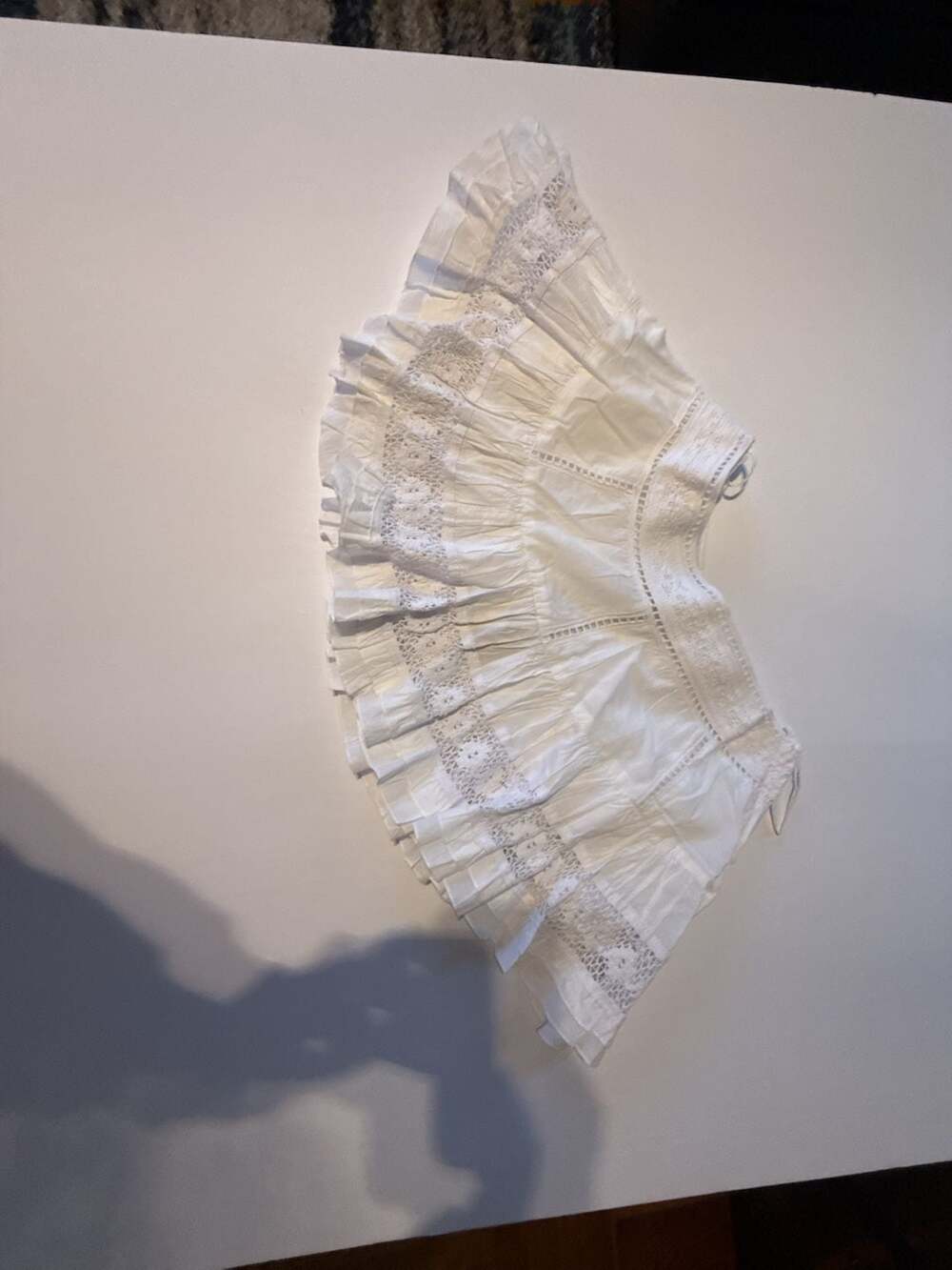Seduction White Lace Trim Tiered Mini Skirt Size M
